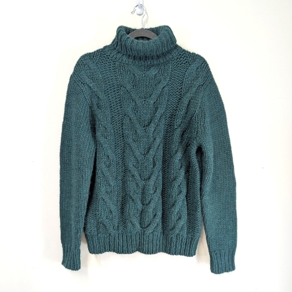 J.Crew Wool Alpaca Blend Cozy Forest Green Cable Knit...